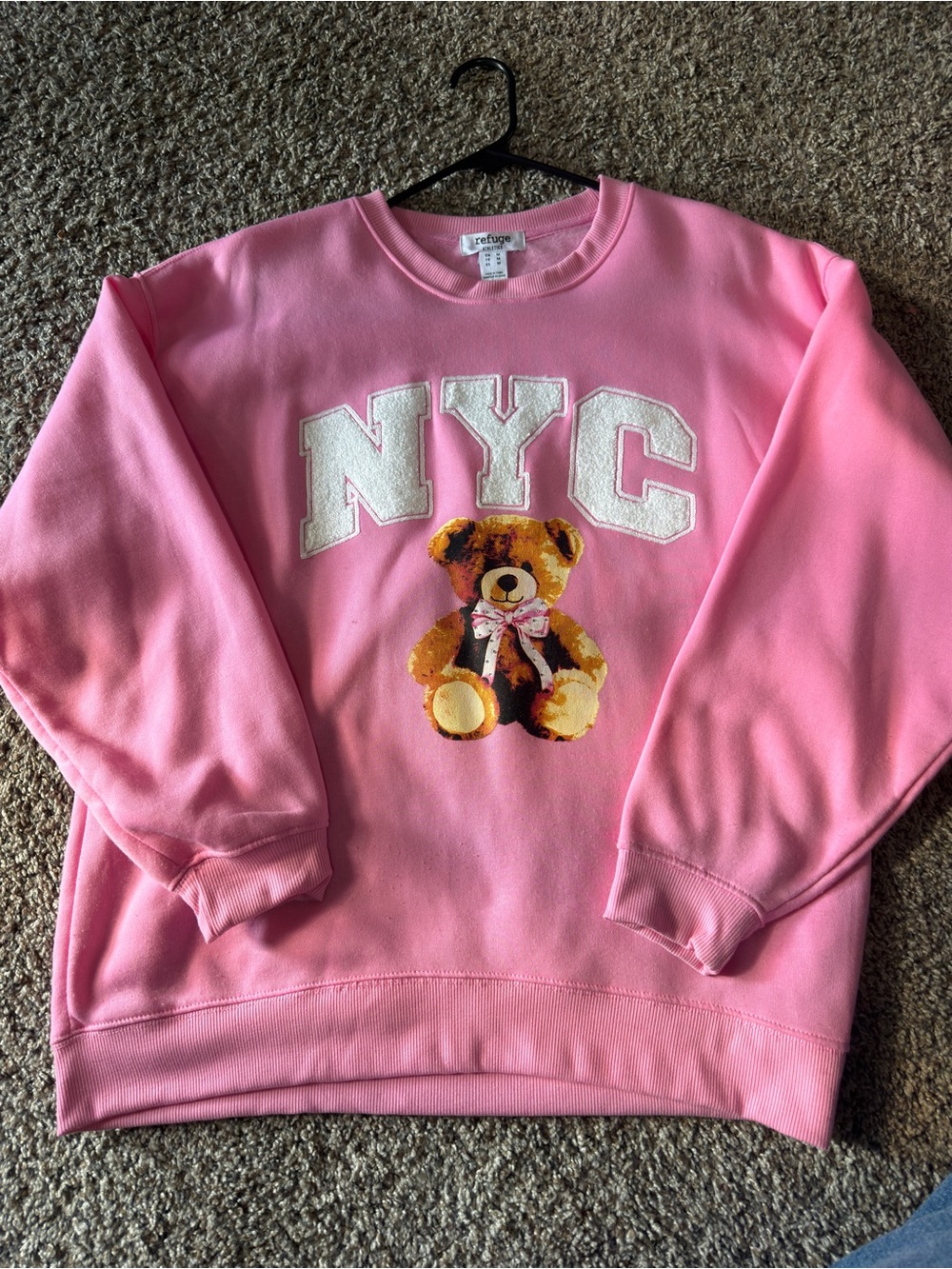 Pink Crewneck Sweatshirt with Teddy & NYC